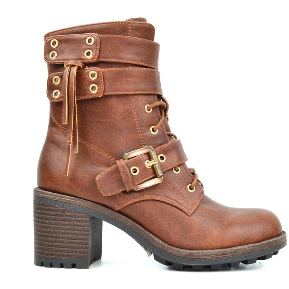 Chase + Chloe Shoes - NEW Women's Combat Boots Brown